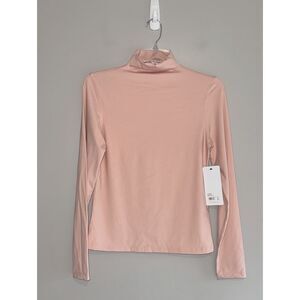 Yogalicious Zenly Evelyn Mock Neck Top Large Stretch Blush Pink Long Sleeve